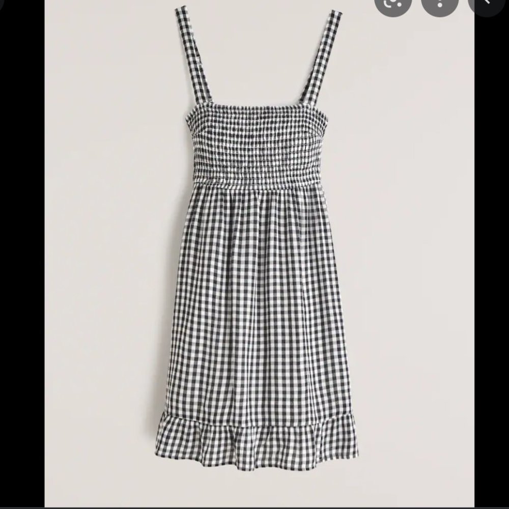 Abercrombie Smocked Squareneck Mini Dress - Blue Gingham